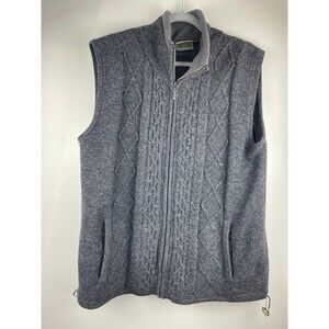 Carraig Donn Vest Made in Ireland mens cable knit front zip 100% wool grey large